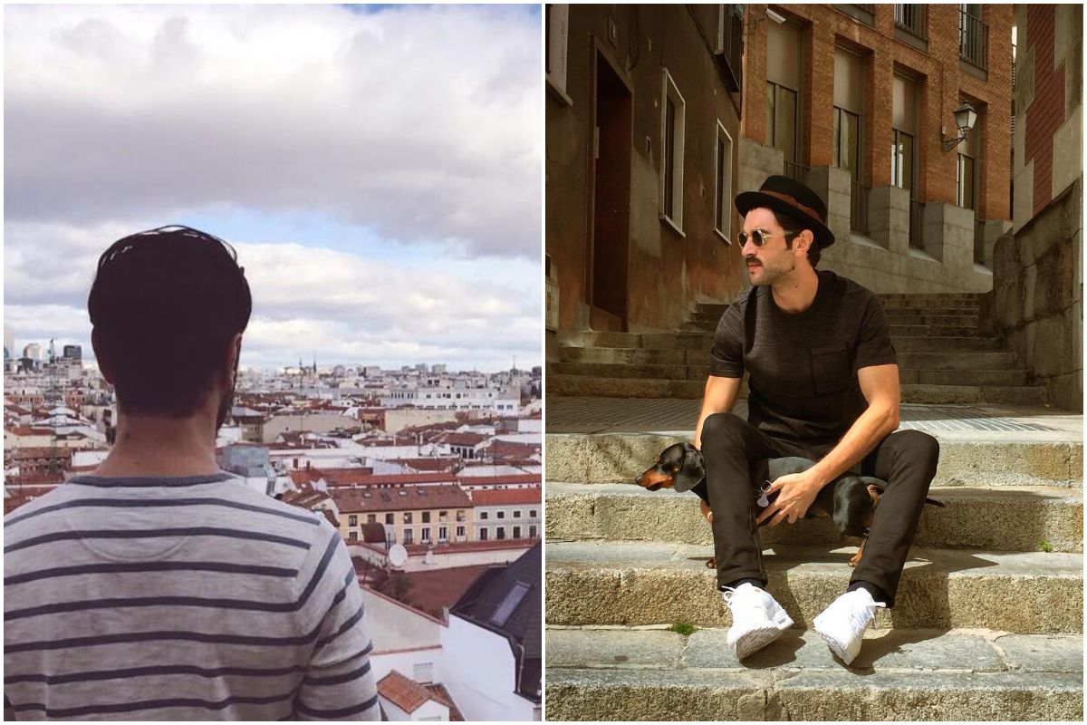 El actor Javier Rey mirando los tejados de Madrid y en La Latina, con su perro Vito. El actor Javier Rey mirando los tejados de Madrid y en La Latina, con su perro Vito.