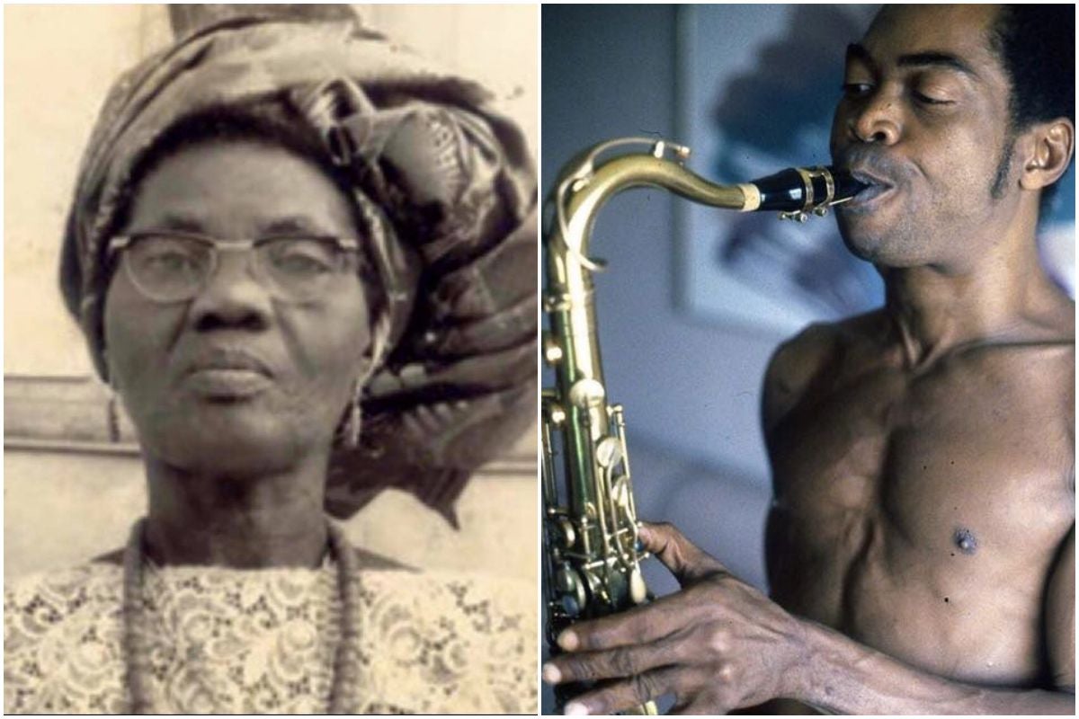 Un retrato de la madre de Fela Kuti, Funmilayo Ransome activista nigeriana, junto a otro del artista. Un retrato de la madre de Fela Kuti, Funmilayo Ransome activista nigeriana, junto a otro del artista.