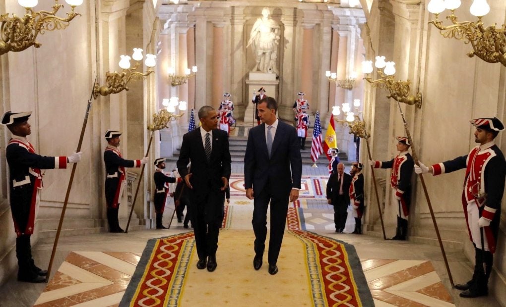 Obama en su visita al Palacio Real. Foto; EFE