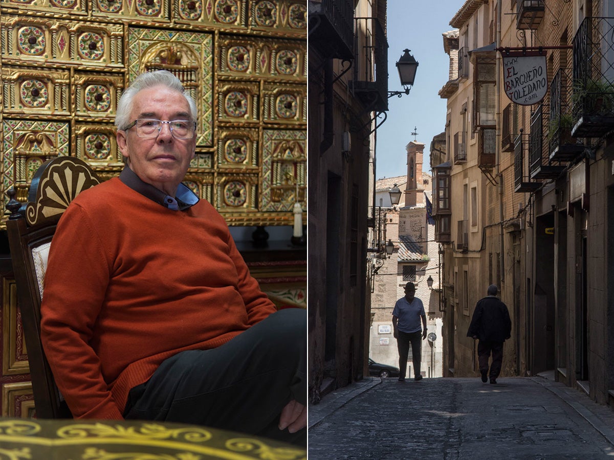 Julio Martín de la Fuente, el último constructor de bargueños y la entrada de su pequeño local. Julio Martín de la Fuente, el último constructor de bargueños y la entrada de su pequeño local.